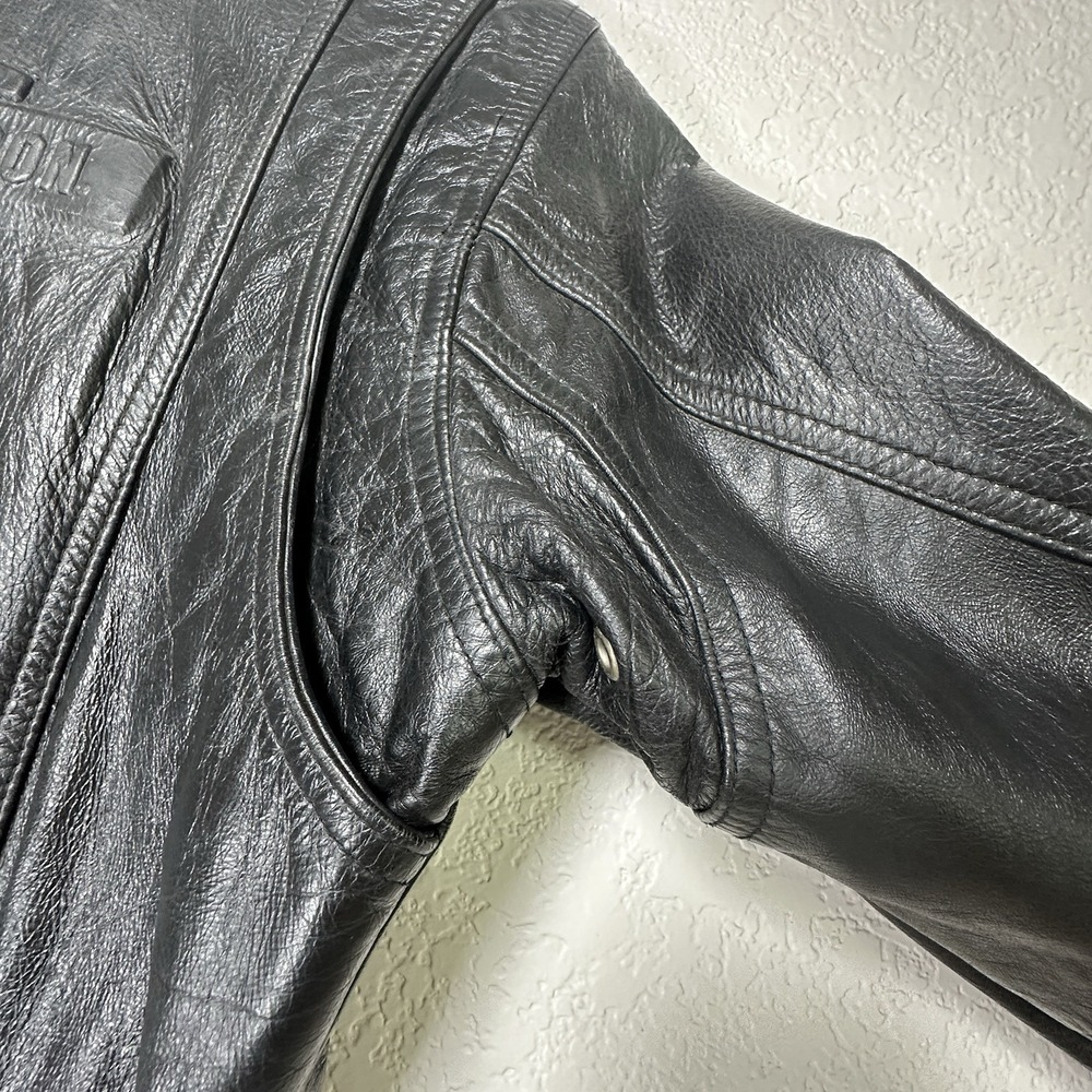 Harley Davidson Genuine Leather Jacket Black Riding Gear Vented Logo Women's Sml - Picture 7 of 15
